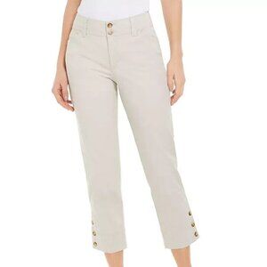 Charter Club Three-Button-Hem Capri Classic Fit Jeans Size 8 Ivory